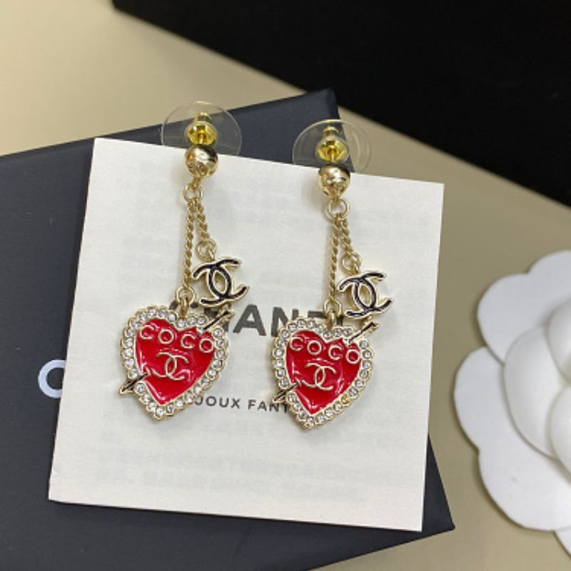 Chanel "COCO" Heart Arrow Drop Earrings