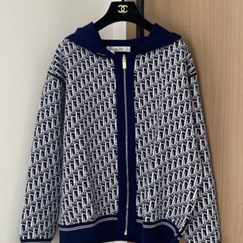 Christian Dior reversible zipped cardigan with a hood.