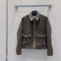 Celine Cropped Jacket in brown wool