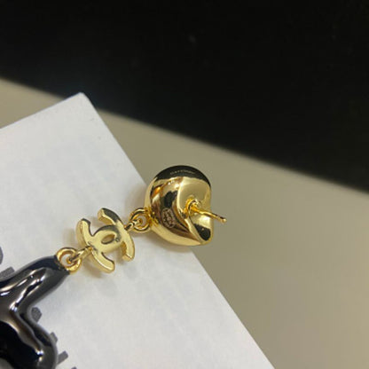 Chanel Coral Pendant Earrings