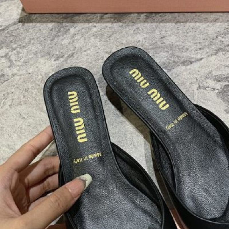 Miu Miu Nappa Leather Square-Toe Mules.