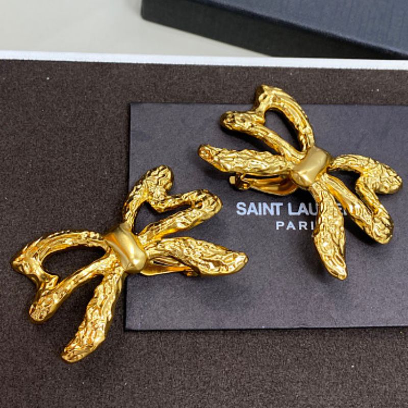 Saint Laurent Textured Bow Clip-On Earrings