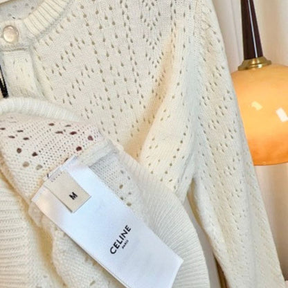 Celine Cardigan in Cotton Pointelle