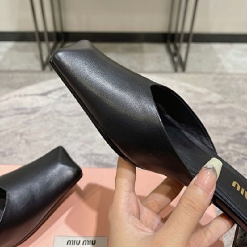 Miu Miu Nappa Leather Square-Toe Mules.