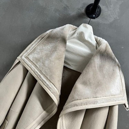 Hermès long beige reversible shearling coat