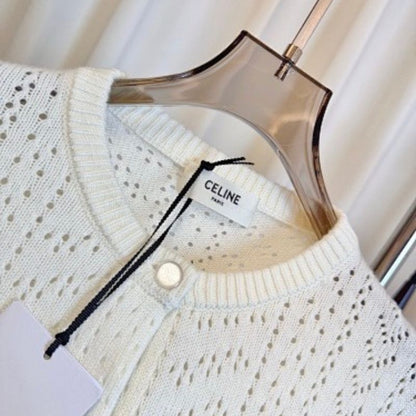 Celine Cardigan in Cotton Pointelle