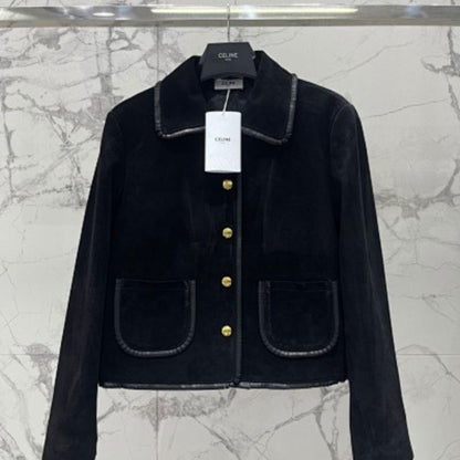 Celine Straight Blouson Jacket and Celine Mini Skirt in Suede