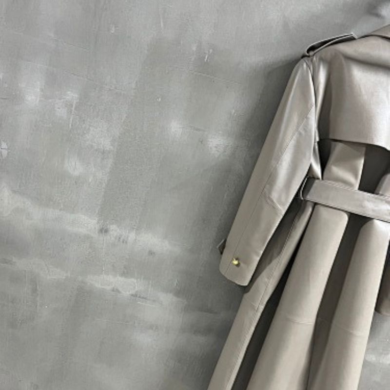 Celine grey leather or faux-leather trench coat
