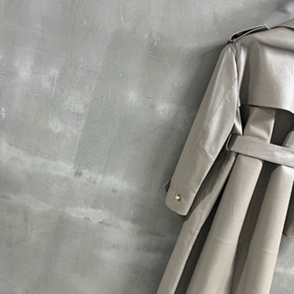 Celine grey leather or faux-leather trench coat