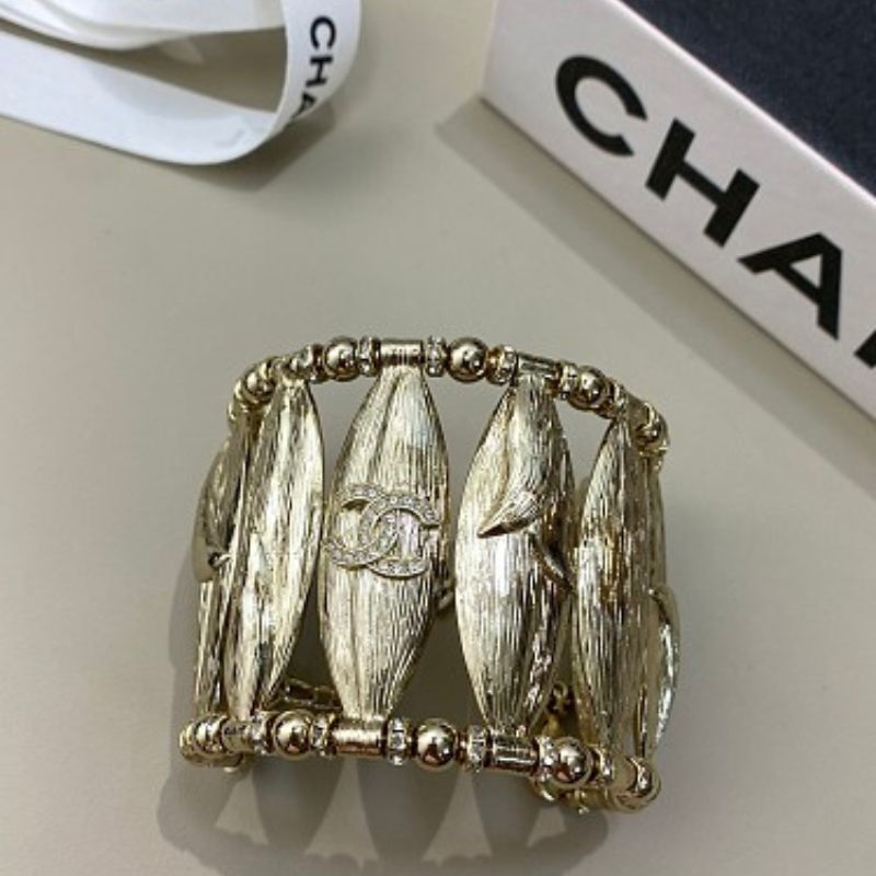authentic Chanel textured wheat leaf cage cuff bracelet,