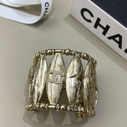 authentic Chanel textured wheat leaf cage cuff bracelet,