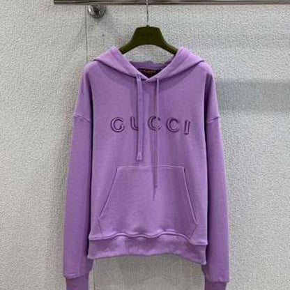 Gucci logo-print cotton hoodie in a violet
