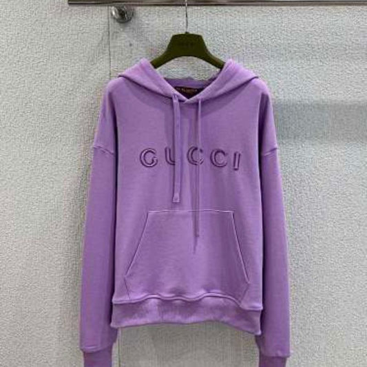 Gucci logo-print cotton hoodie in a violet