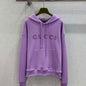 Gucci logo-print cotton hoodie in a violet
