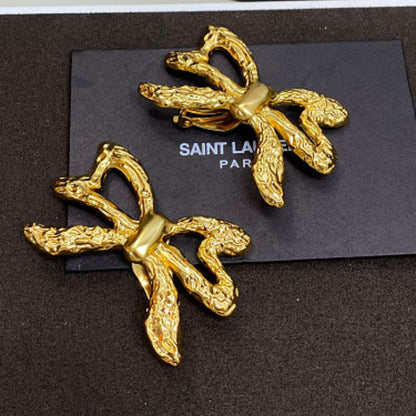 Saint Laurent Textured Bow Clip-On Earrings