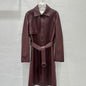 Hermès leather trench coat in a deep burgundy
