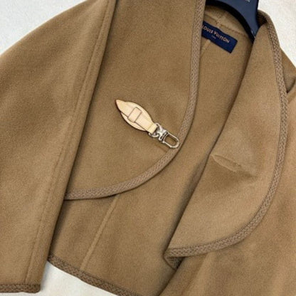 Louis Vuitton brown wool hooded cape