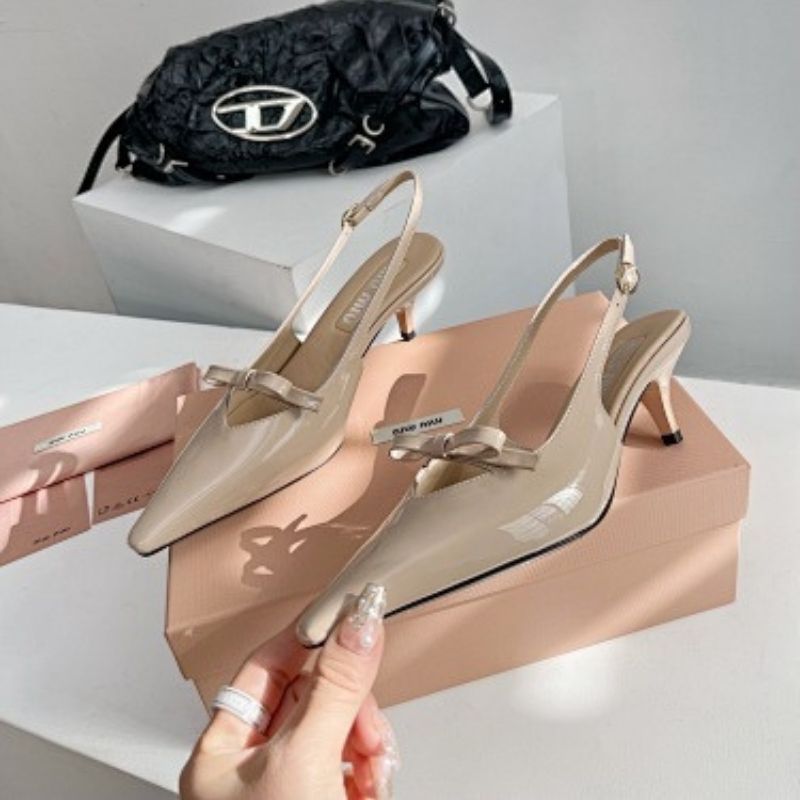 Miu Miu Bow Slingback Kitten Heel Pumps