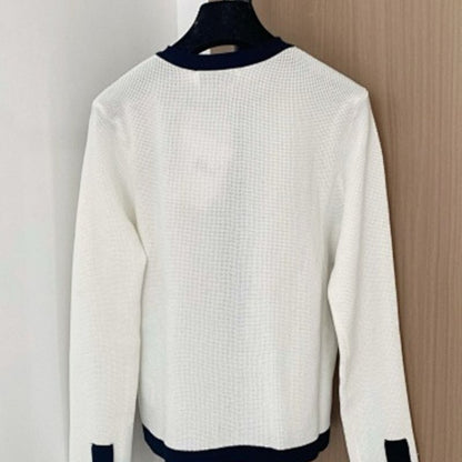 Christian Dior zipped cardigan with navy blue contrasting trim