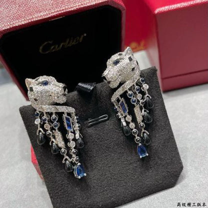 Panthère de Cartier Sapphire and Onyx Tassel Drop Earrings,