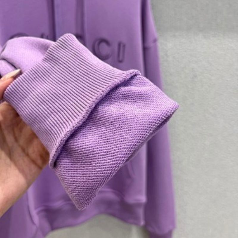 Gucci logo-print cotton hoodie in a violet