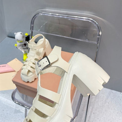 Miu Miu Caged Flatform Sandals in white