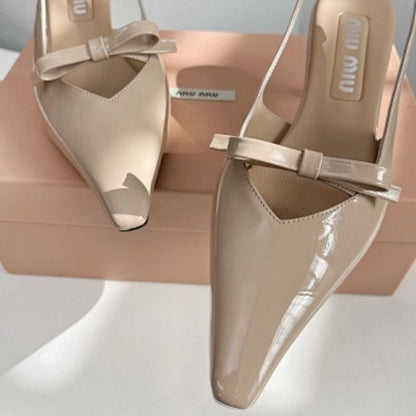 Miu Miu Bow Slingback Kitten Heel Pumps