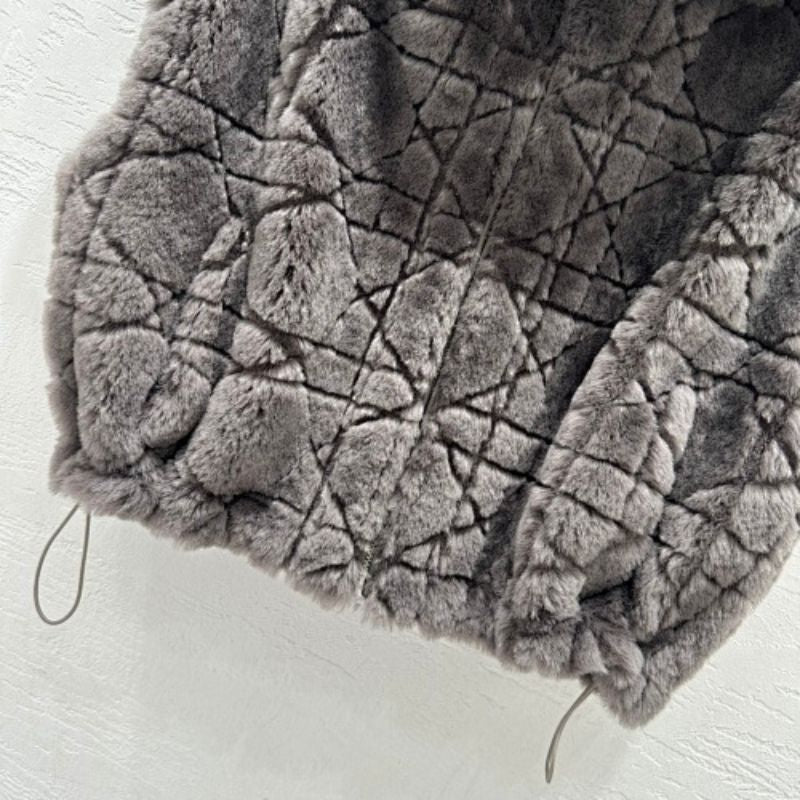 Christian Dior grey faux-fur hooded vest