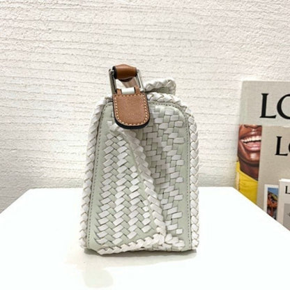 Loewe Small Woven Puzzle White with tan/brown Bag.