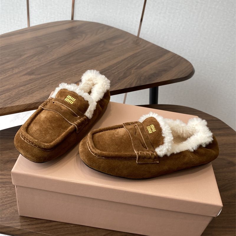 Miu Miu Ruches Suede Loafers