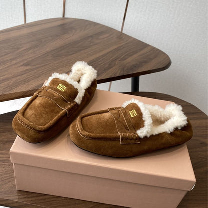 Miu Miu Ruches Suede Loafers