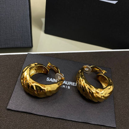 Saint Laurent Textured Chunky Hoop Earrings