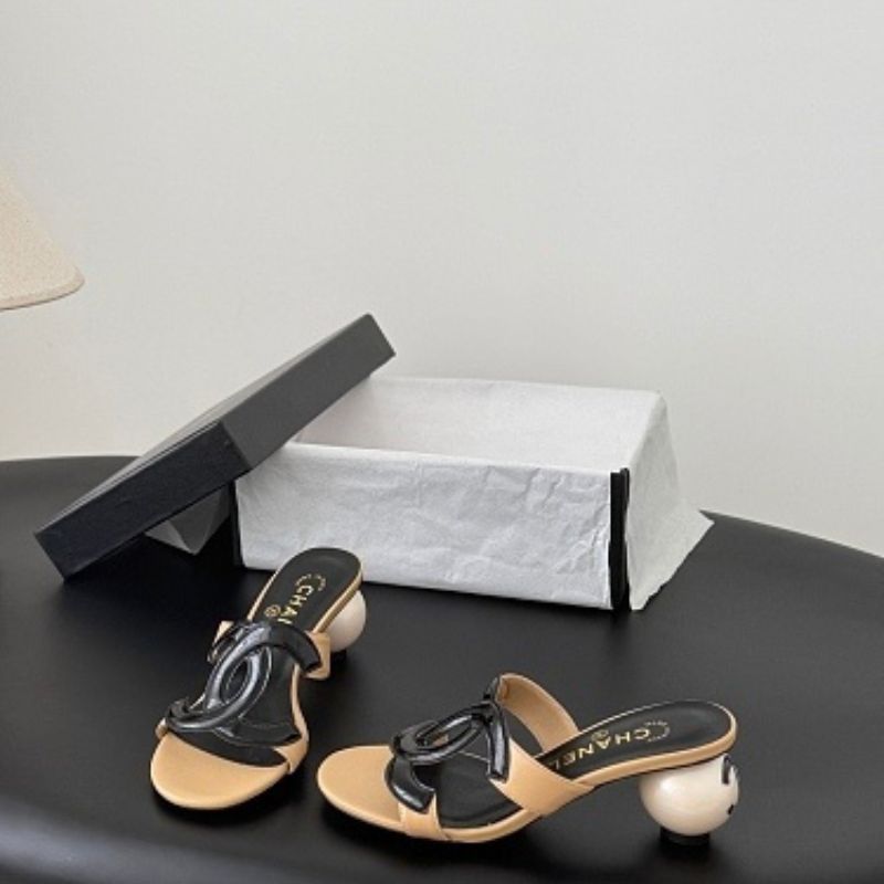Chanel Lambskin and Patent Calfskin CC Logo Mules,