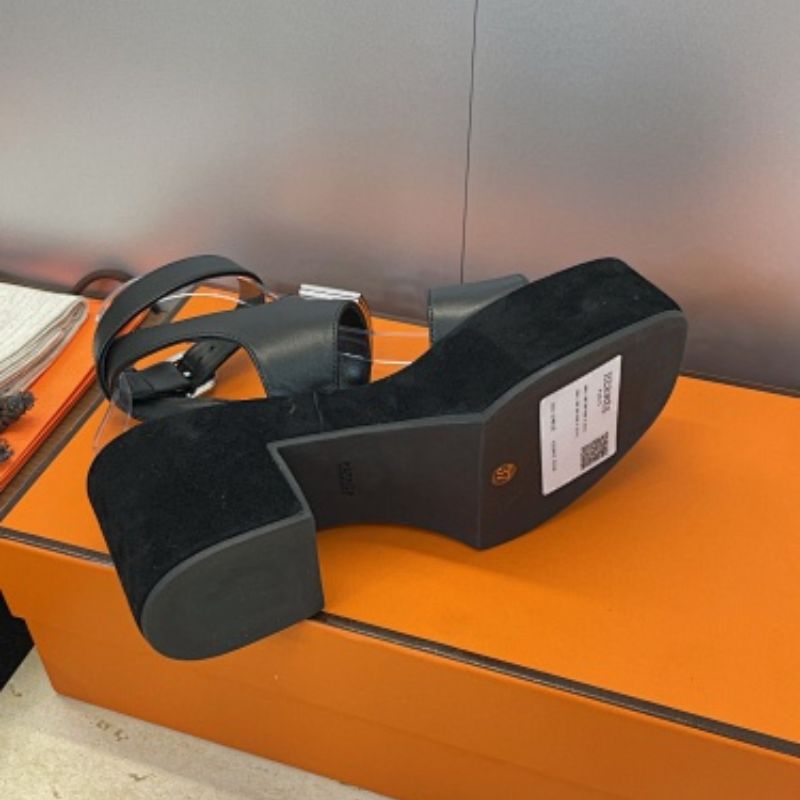 Hermès Ilona 90 Sandals in black calfskin