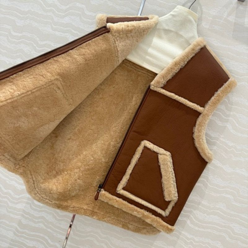 Celine Vintage-Finish Vest in Shearling.