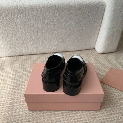 Miu Miu Two-Tone Patent-Leather Penny Loafers