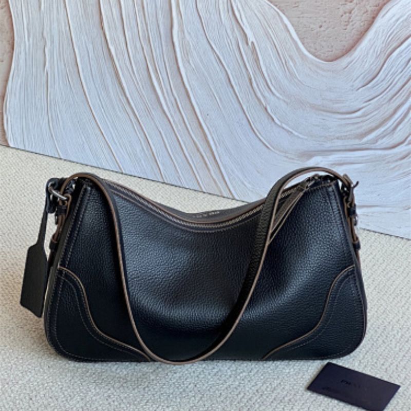 Prada Aimée Large Leather Shoulder Bag.