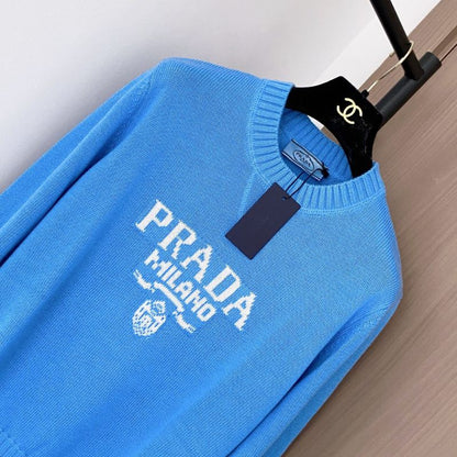 Prada Milano logo intarsia knit sweater.