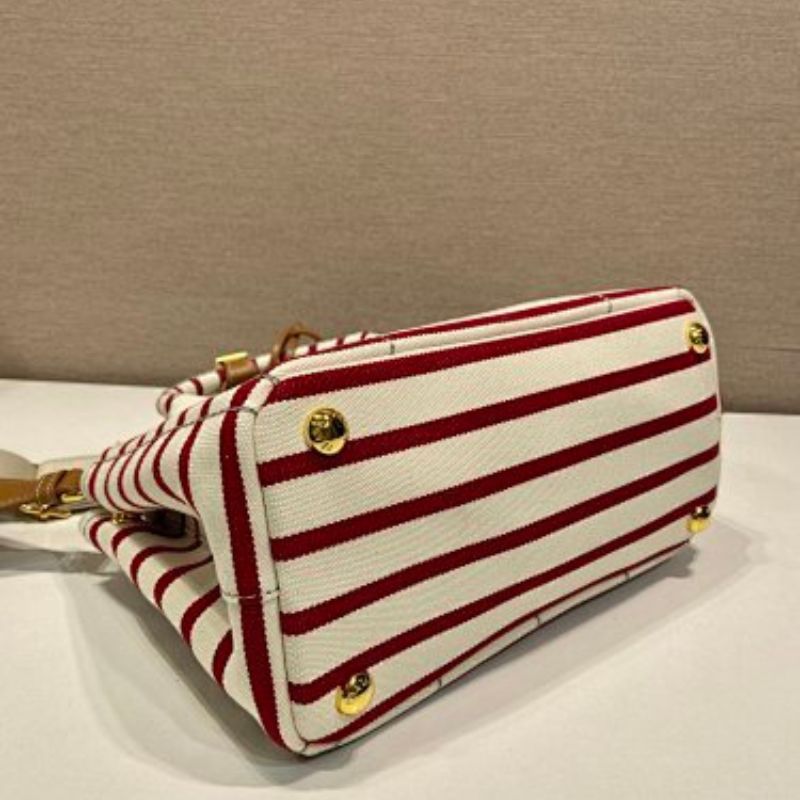Prada Striped Cotton Canvas Mini Bag.