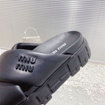 Miu Miu Logo Embossed Slides