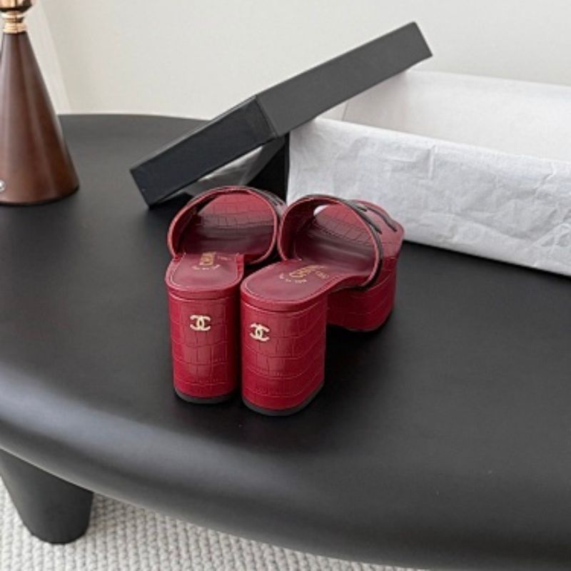 Chanel Crocodile Embossed Calfskin & Patent Calfskin Mules,