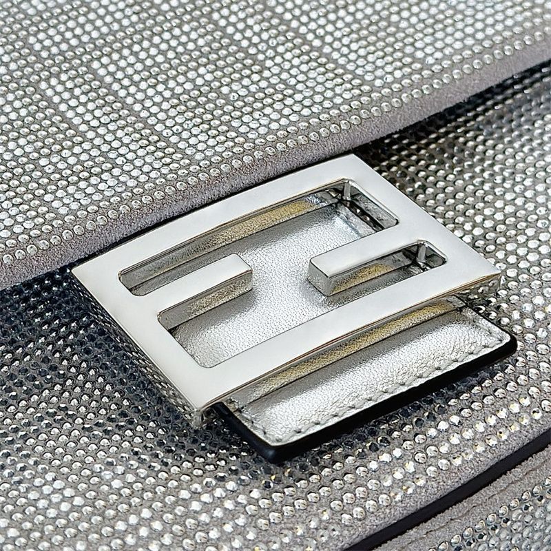 Fendi Baguette sparkling silver crystals shoulder bag