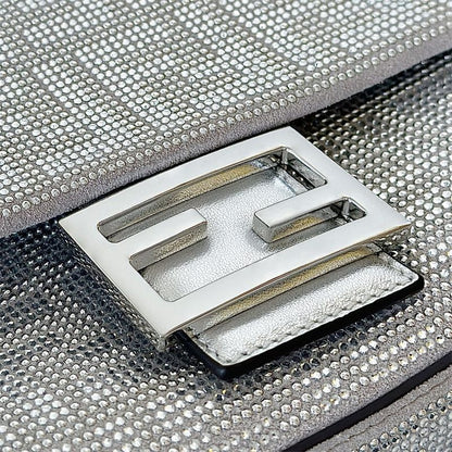 Fendi Baguette sparkling silver crystals shoulder bag