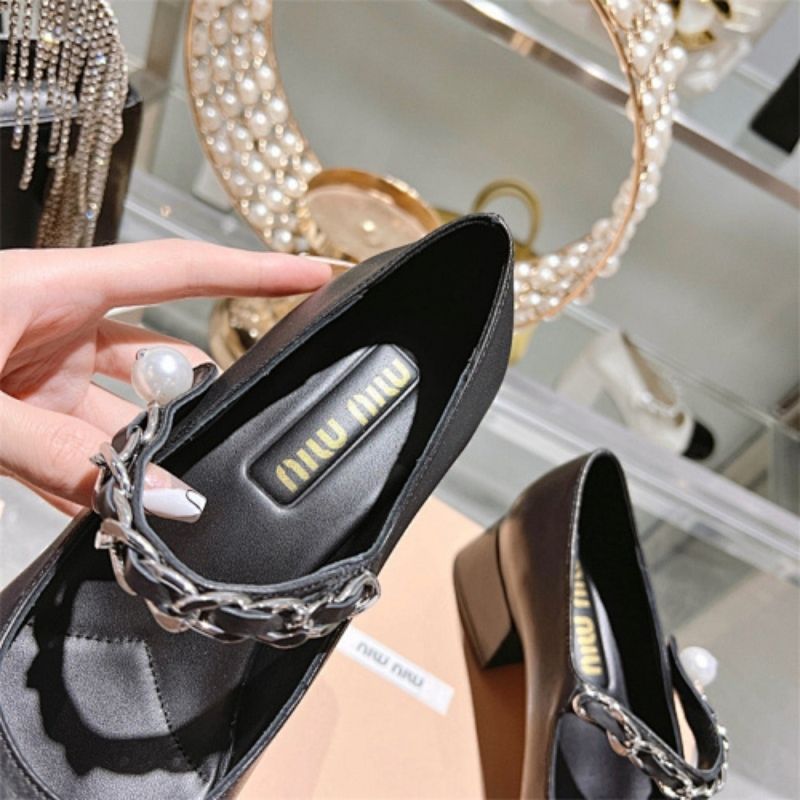 f Miu Miu two-tone patent-leather Mary Jane pumps,