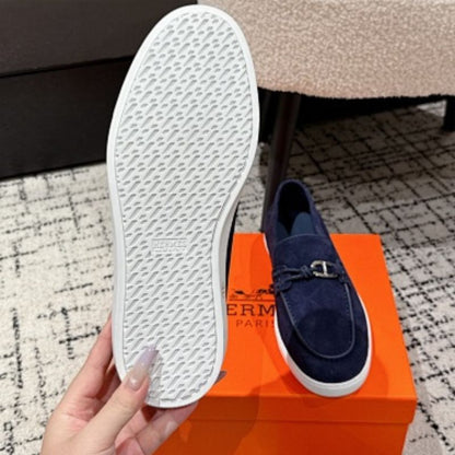 Hermès Ignacio Loafers in marine blue suede.