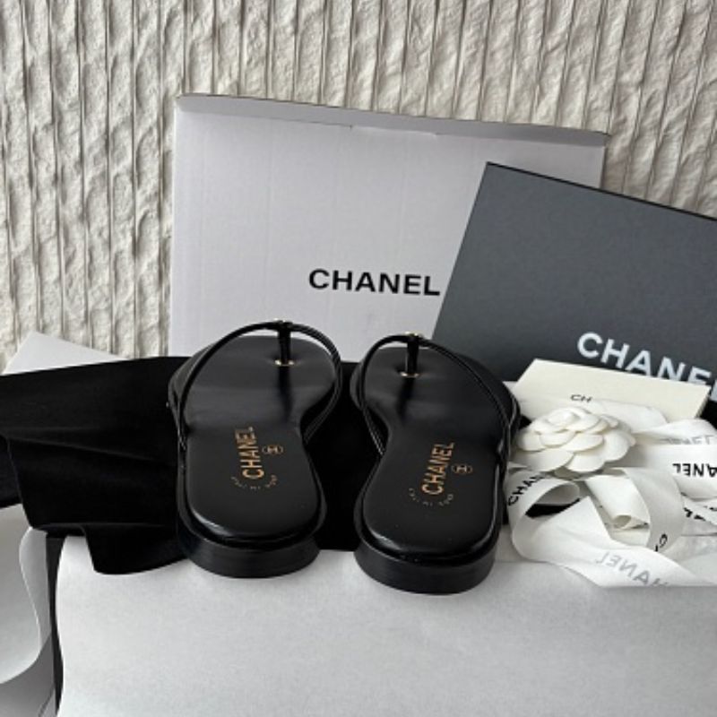 Chanel Goatskin CC Thong Flip-Flops