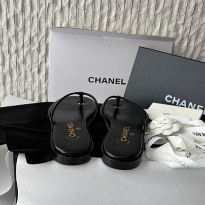 Chanel Goatskin CC Thong Flip-Flops