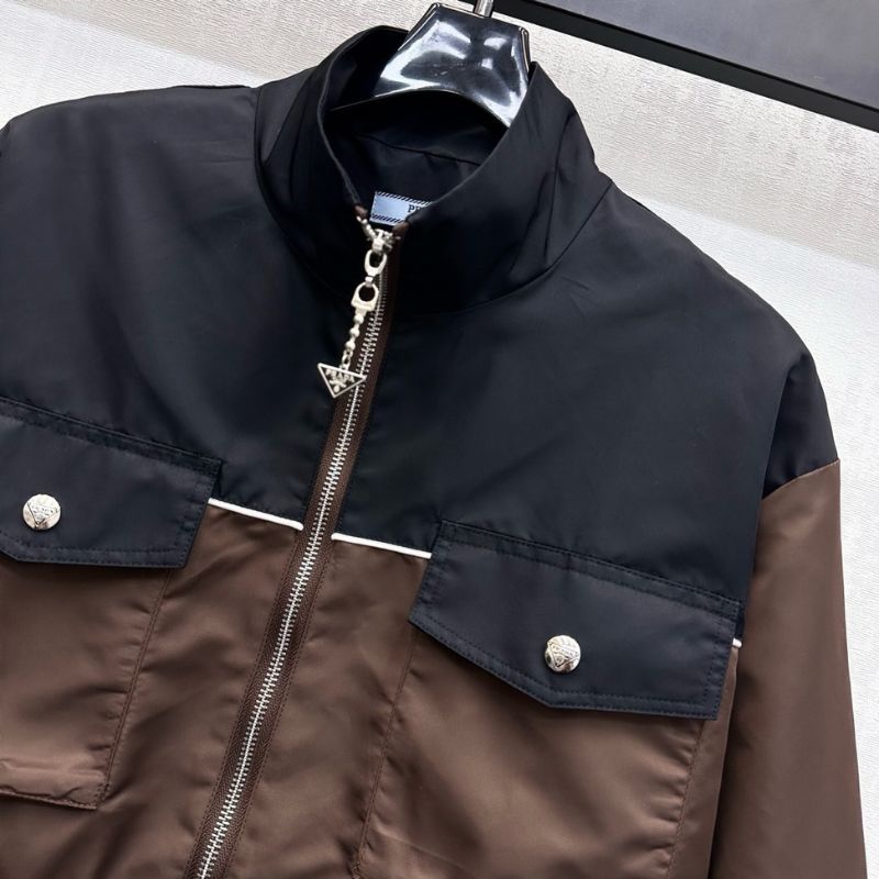Prada color-block jacket in a black and brown two-tone design