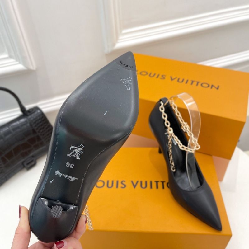 Louis Vuitton Black Patent Chain Link Pumps
