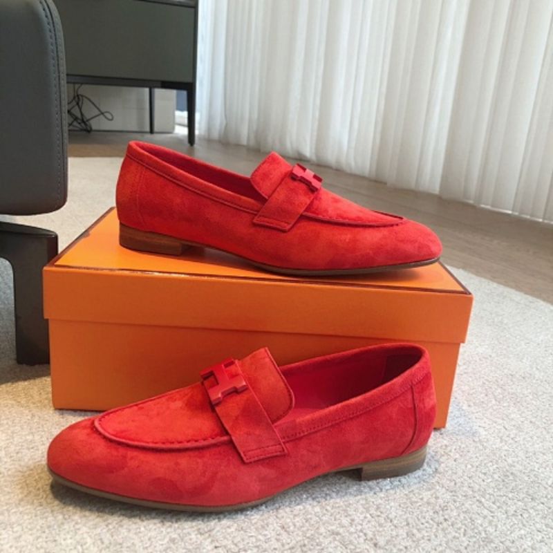 Hermès Paris Loafers in a vibrant monochromatic red